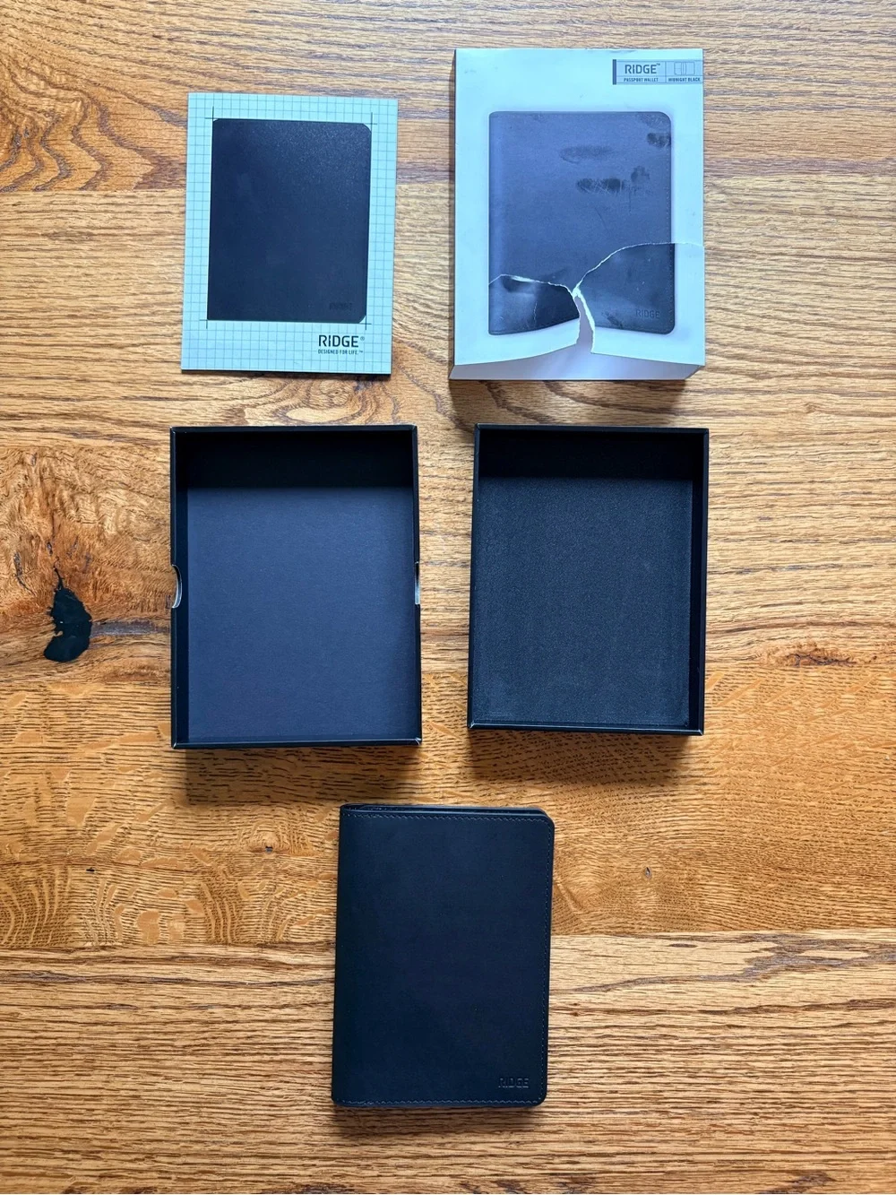 New in box Ridge Passport Wallet in Midnight Black Leather